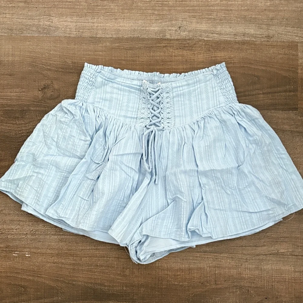 Light Blue Lace-Up Waist Women’s Skort